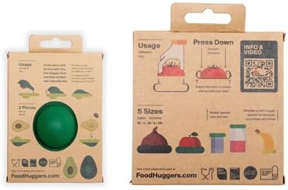 Food Huggers Zero Waste Starter Kit - (7 Pieces) - Reusable Silicone Food Savers Sage Green (Set of 5) + Avocado Hugger Avocado Saver Covers (Set of 2), Keeps Food Fresh, Dishwasher Safe - Image 4