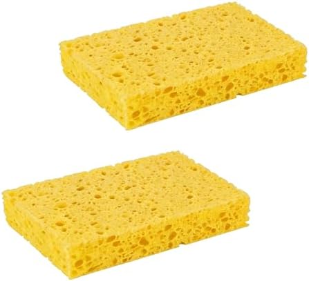 Multi-Use Cellulose Kitchen Sponges Compressed Cellulose Sponges, Non-Scratch, Dish Sponge for Kitchen Bathroom Cars, Funny Cut-Outs DIY (2, Yellow) by Unknown