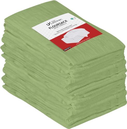 Utopia Kitchen Sage Green Flour Sack Towels [12 Pack-28 x 28 In]100% Cotton by UTOPIAKITCHEN