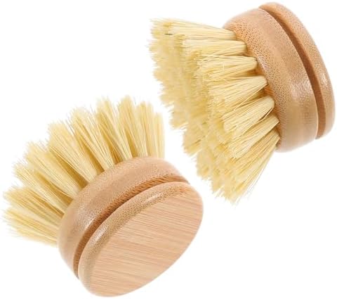 2 Pack Pot Cleaning Brush Replacement Beech Bamboo for Cast Iron Skillet by DECHOUS