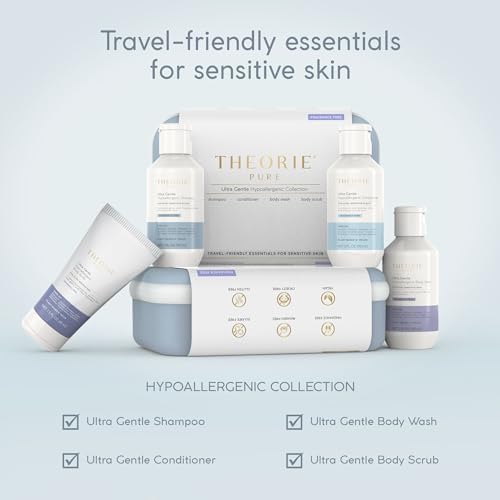 THEORIE PURE Travel Size Toiletries Set - Hypoallergenic Shampoo, Conditioner, Body Wash & Body Scrub - Fragrance-Free, No Sulfates or Parabens - Clean Beauty Essentials for Hair & Skin - Image 5