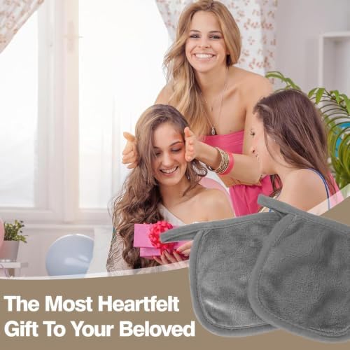 Puomue Makeup Remover Cloth 12 Pack, Super Soft and Reusable Microfiber Makeup Remover Towels for All Skin Types, Perfect Face Towels for Women, 6 Inch x 6 Inch, Grey - Image 6