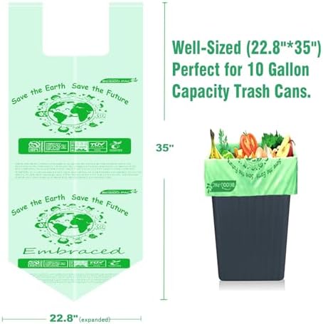 BEIDOU-PAC 13 Gallon Compostable Tall Kitchen Trash Bags with Handle, 50 Count, Sturdy Garbage Bags for Food Scrap Waste, ASTM D6400, US BPI Certified - Image 2