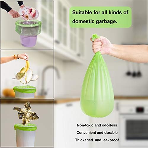 TECHSHARE 1.2 Gallon Biodegradable Trash Bags, 80 Count, Compostable Garbage Bags, 1.5 Gallon Capacity, Green - Image 3