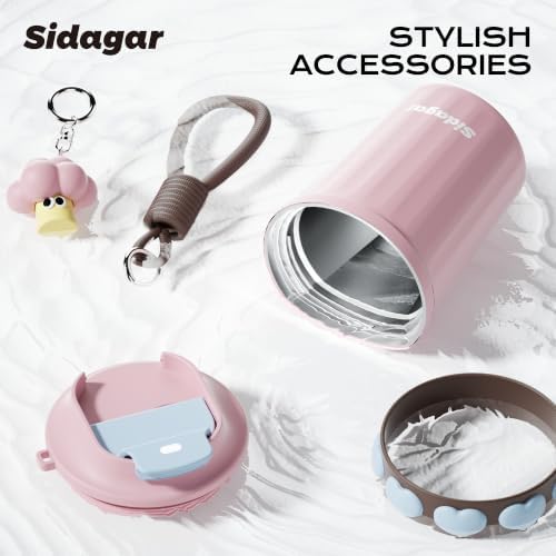 12 oz Insulated Coffee Tumbler with Lid, Cute Travel Mug, Pink - Image 5