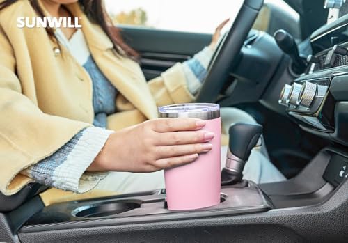SUNWILL Travel Coffee Tumbler 20 oz, Insulated Mug with Lid, Stainless Steel Cup for Hot and Cold Drinks, Powder Coated Sakura - Image 6