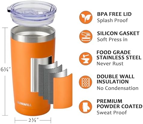 SUNWILL Coffee Tumbler, 20 oz Insulated Travel Mug Stainless Steel - Image 2