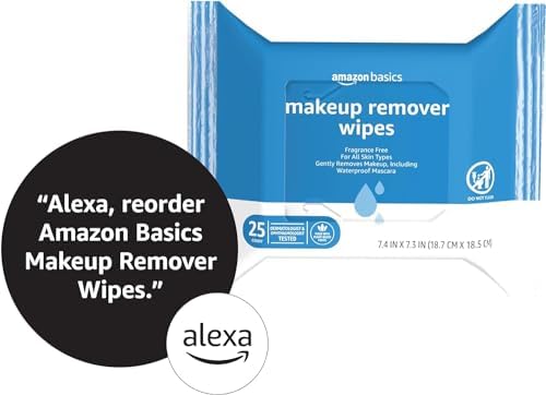 Amazon Basics Makeup Remover Wipes, Fragrance-Free, Alcohol-Free, Gentle Cleansing, Plant-Based, Dermatologist Tested, Removes Waterproof Mascara, Resealable, 25 Count, 1-Pack - Image 5
