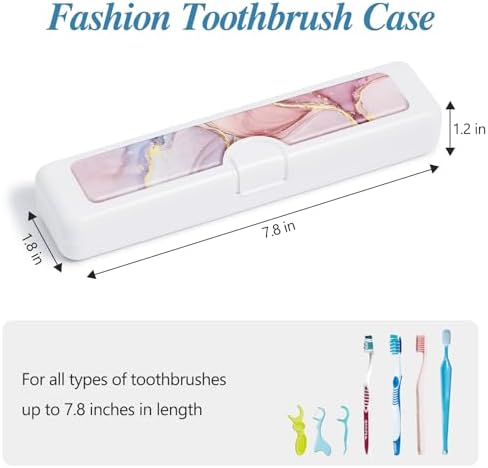 Toothbrush Travel Case - Colorful Pattern, Holder and Covers for Toothbrushes, Includes Tongue Scraper Case - Image 2