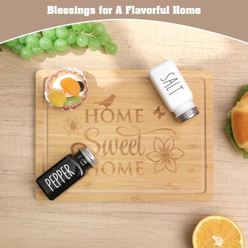 House Warming Gifts New Home, 12 Pcs Housewarming Gifts Basket for New House with Gift Box Packaging, 3D Botanical Greeting Card, Cutting Board for Couple, Closing Gifts for Home Buyers - Image 6