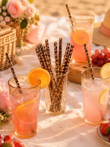 10 Pcs Reusable Leopard Straws Drinking Straw with Cleaning Brush - Image 5