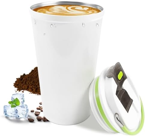 SPLMIFA Travel coffee mugs leak-proof, reusable coffee cup with lid, stainless steel vacuum insulated coffee tumblers, thermal insulation cups for men & women keep drinks hot & cold (6th-White, 12OZ) by SPLMIFA