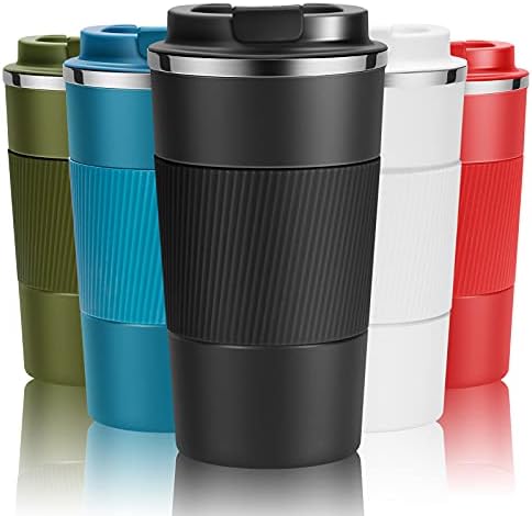 YINJOYI 17oz Travel Coffee Cups Insulated Mug Thermal Tumbler to Go with Lid Leak Proof Reusable Stainless Steel Coffee Mug Spill Proof for Hot and Iced Cold Drinks (Black, 510ml) by YINJOYI
