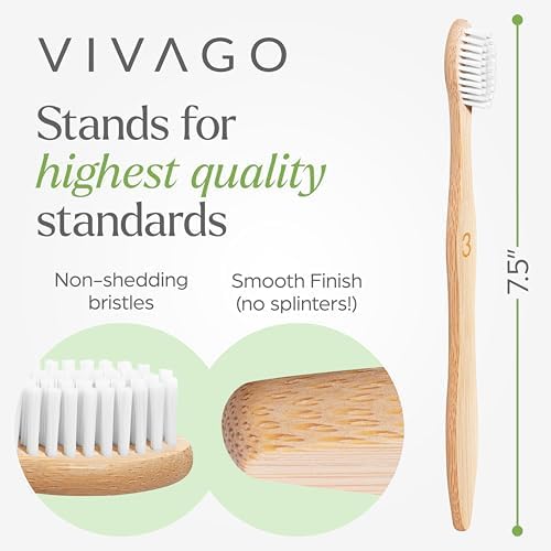VIVAGO Bamboo Toothbrushes 10 Pack – Plant-Based Soft Bristles - Image 5