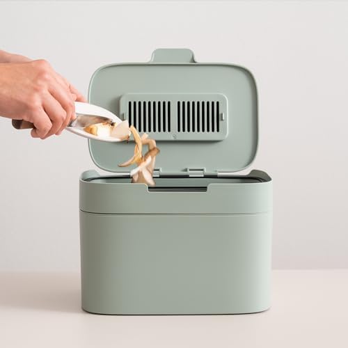 KAZAI. Compost Bin Kitchen 'Elin' | 1.2 GAL / 4.5L Countertop Compost Bin with Lid & Carbon Filter | Odor-Free, Dishwasher Safe, with Inner Bucket | Small Indoor Kitchen Composter | Sage-Green - Image 3