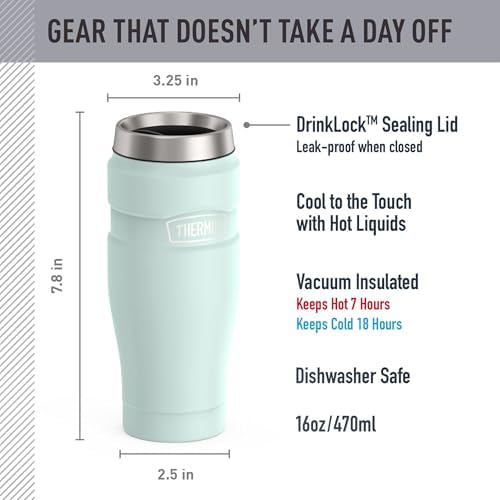 THERMOS Stainless King Stainless Steel Tumbler, 16oz, Matte Light Blue - Image 2