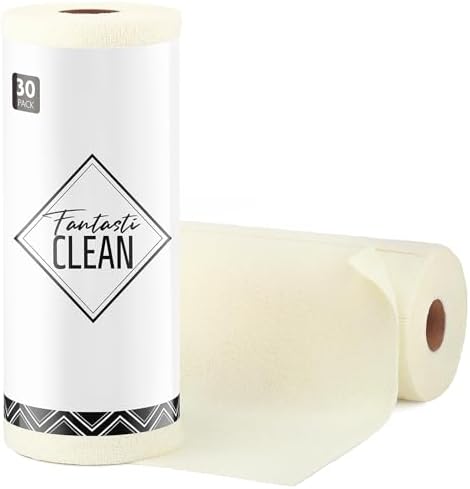 Fantasticlean Microfiber Cleaning Cloth Roll- 30 Sheets, 12" x 12" (Beige) by Fantasticlean