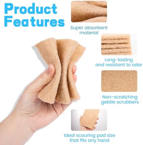Natural Scouring Pads 15 Pack- Dish Scrubber Non-Scratch Sisal Cleaning Scrub Pads, Eco-Friendly Glass Coconut Fiber Kitchen Scrubbers for Pans and Pots, Compostable, Biodegradable (15 Pack) - Image 4