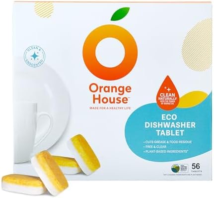 Orange House Plant Based Dishwasher Detergent Tablets, Orange Oil, 56 Count by OrangeHouse