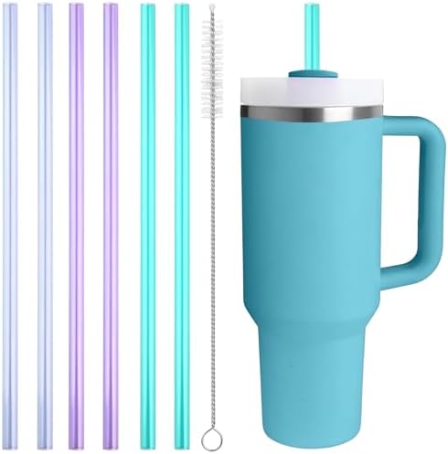 Replacement Straw Compatible with Stanley Quencher 40 oz,30 oz Tumbler, 12 inch Extra Long Reusable Straws Plastic For 40 Oz Cup,6 Pack by Bubrike