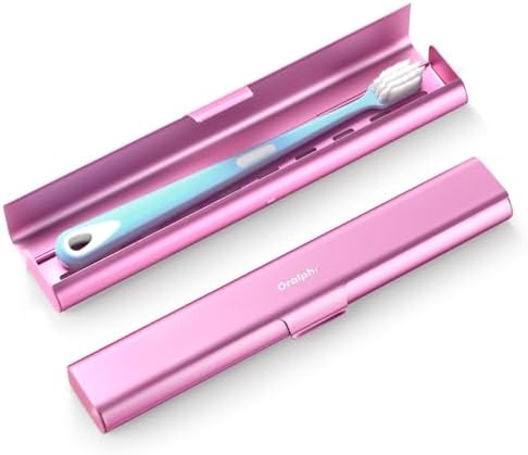 Aluminum Toothbrush Travel Case, Portable Travel Toothbrush Holder, Durable Manual Toothbrush Box Container for Traveling, Bathroom, Camping, Business Trip-Pink by Oralphi