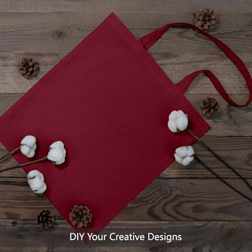 TOPDesign 12-Pack Economical 16"x15" Burgundy Cotton Tote Bags, Lightweight Medium Reusable Grocery Shopping Cloth Bags, Suitable for DIY, Advertising, Promotion, Gift, Activity - Image 5