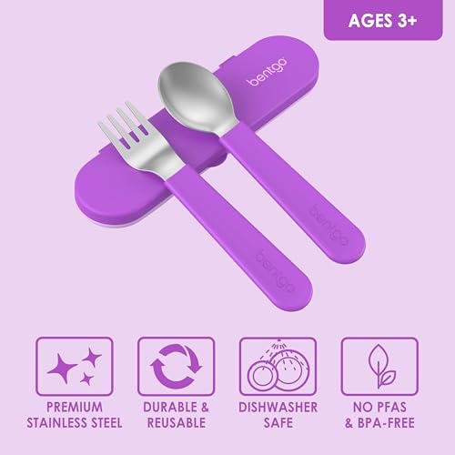 Bentgo Kids Plastic Utensil Set with Fork, Spoon, & Storage Case - Image 3