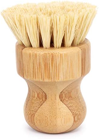Ezeso Natural Bamboo Dish Scrub Brush Set 4 Piece, Wooden Pot & Bottle Brush - Image 7
