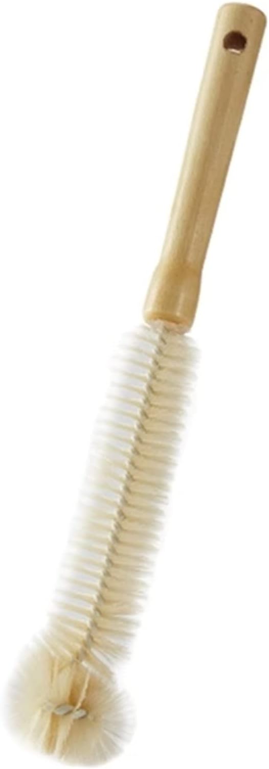 Natural Bristle Bottle Brush,Long Wooden Handle for Narrow Neck Bottles, Beer, Sports (11.8inch)