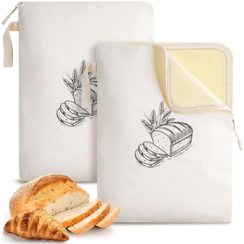 2 Pack Beeswax Bread Bags for Homemade Sourdough Reusable Bread Bag 13×17in by Unknown