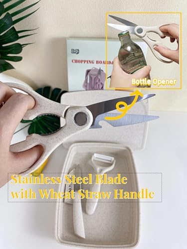 ZeQi 5-in-1 Cutting Board, Knife, Peeler, Scissors and Tray Set/Travel, Camping/Outdoor, Dorms/Small Cutting Boards/BPA Free/Dishwasher Safe - Image 3