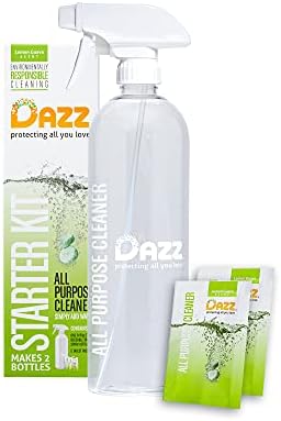 Dazz All Purpose Cleaner Starter Kit (1 Reusable Spray Bottle, 2 Refills) All Natural Multisurface Household Cleaner Spray - Eco Friendly, Non Toxic - Safe for Kids & Pets by Dazz