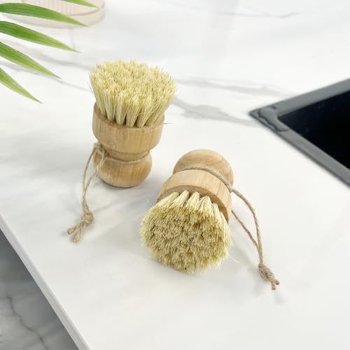 2pcs Wooden Dish Scrub Brushes for Kitchen, Eco-Friendly Cleaning Scrubbers, Natural Sisal Bristles for Dishes and Washing Cast Iron Pans - Image 7