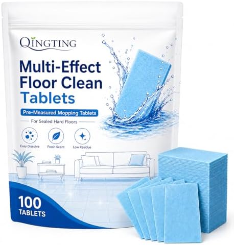Multi-Effect Floor Clean Tablets, 100 Count, Concentrated Floor Cleaning Tablets for Mopping, Fast-Dissolving Hard Floor Cleaner Tablets, No-Mess for Tile, Laminate & Sealed Wood Floors (1bag(100)) by QINGTING