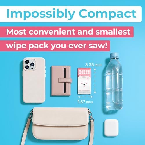 Impossibly Compact Travel Flushable Wipes - 99.5% Water and Aloe - Safe for Sensitive Skin - Travel Essentials for Adults & Kids, Rose, 8 Pack 48 Wipes - Image 2