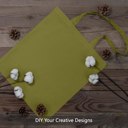 TOPDesign 12-Pack Economical 16"x15" Olive Green Cotton Tote Bags, Lightweight Medium Reusable Grocery Shopping Cloth Bags, Suitable for DIY, Advertising, Promotion, Gift, Activity - Image 2