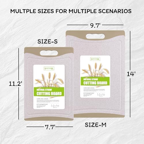 Cutting Board for Kitchen, Wheat Straw Fiber Cutting Board, Dish Washer Safe, w/Juice Grooves for Meat, Veggies,Easy Grip Handle, Non-slip Surface,Eco-friendly,Serveware Accessories 2 PCAK - Image 3