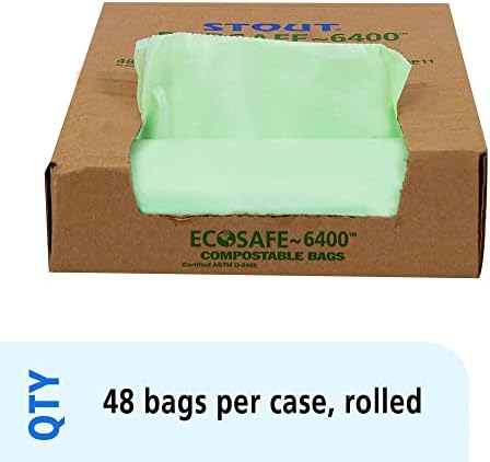Stout by Envision Compostable Trash Bags, 30 Gallon 30" x 39", 48 Bags Per Case, ASTM6400, Green Bags, Made in America (E3039E11) - Image 3