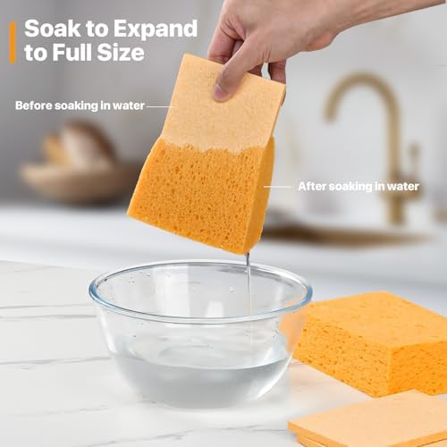 Large Natural Cellulose Sponge, Super Absorbent, 6 x 4 x 2 Inch (4 Pack) - Image 6