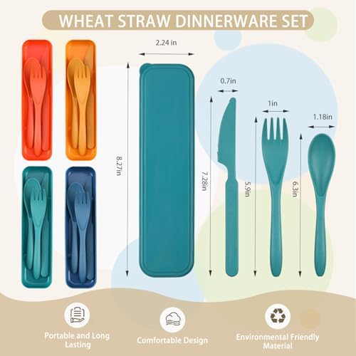 Jinei Reusable Travel Utensils Set Wheat Straw with Case,Elegant - Image 2