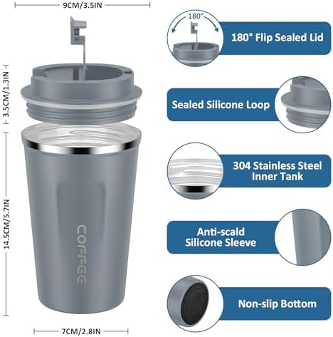 CS COSDDI 12 oz Coffee mug - Stainless Steel Coffee Cup with Leakproof Lid - Image 4