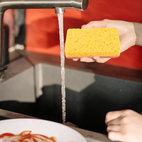 Uonlytech Natural Sisal Scrub Cloth 6pcs 2.0cm Thick Cellulose Cotton Dish Sponges Multi-Function Kitchen Cleaning Supplies for Wok and Dishwashing - Image 6