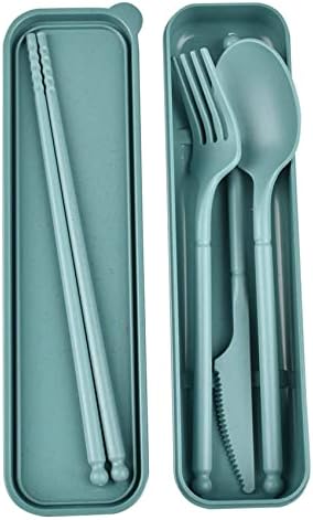 Travel Utensils, Reusable Utensils Set with Case, Camping Plastic Cutlery by CUNTAUK