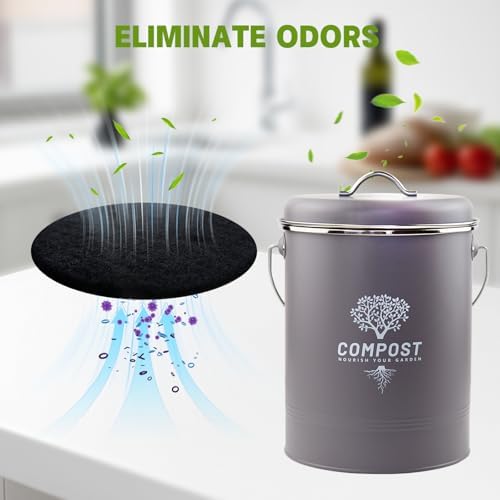 6 Pack Charcoal Filters for Compost Bin Bucket, 5 Inch Round Activated Carbon Charcoal Replacement Filters for Kitchen Countertop and Home Bucket Compost Bin (Refill, Odor Eliminating)​ - Image 4