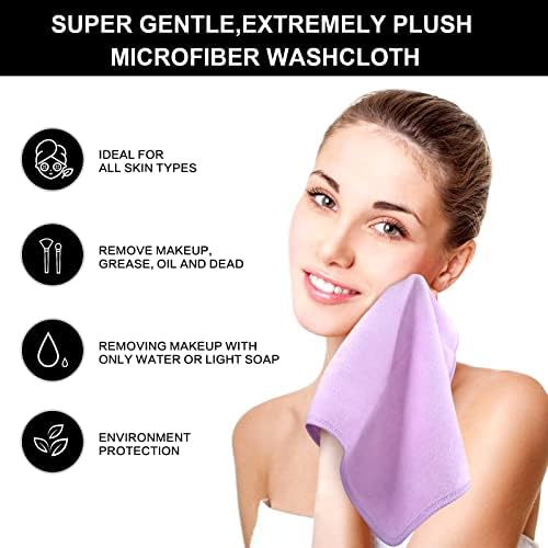 SINLAND Microfiber Facial Cloths Fast Drying Washcloth 12inch x 12inch Light purple 6 pack - Image 4