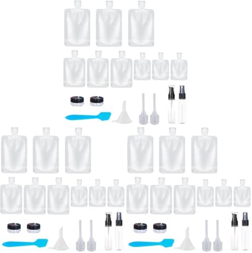 SEQUHITKU 51 Pack Travel Pouches for Toiletries,TSA Approved,Portable Containers,Stand Up Pouch,Refillable Travel Accessories for Shampoo Conditioner Lotion Soap Liquids (A-17pcs) by SEQUHITKU