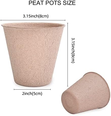 JERIA 100-Pack 3.15 Inch Peat Pots for Seedling with 100 Pcs Plant Labels,Outdoor Garden Germination Nursery Pots,Biodegradable Seed Starter Pots Kits - Image 2
