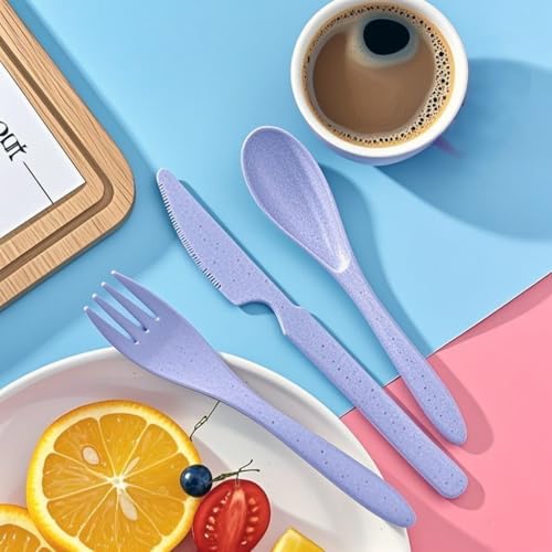 Reusable Portable Knife Fork Spoons Tableware(Yellow, Red, Dark Blue, Blue) - Image 4