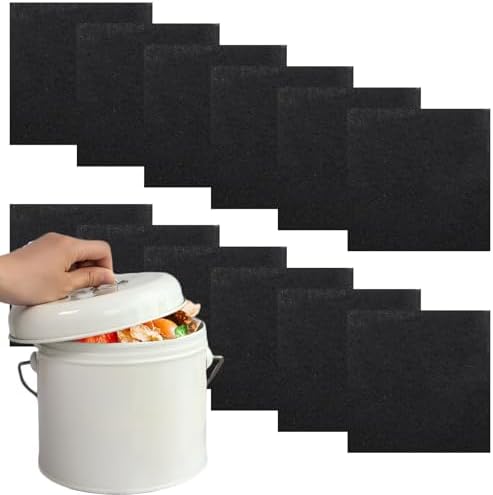 Biaungdo 12 Pack 5 Inch Square Charcoal Filter, Black Compost Bin Filters by Biaungdo