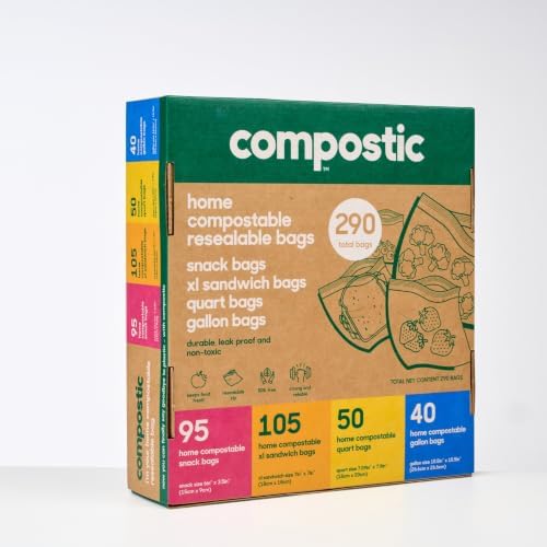 Compostic Compostable Variety Pack, 290 Ct, 4 Bag Sizes by COMPOSTIC
